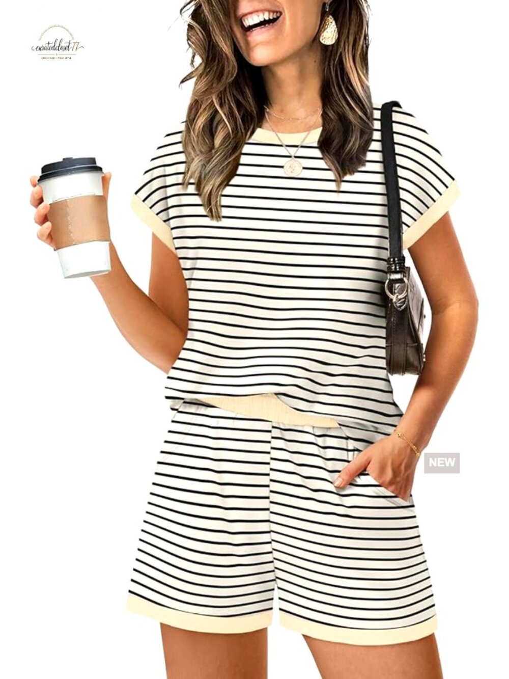 Women's Summer Lounge Short Set with Pockets, Lightweight Polyester Spandex